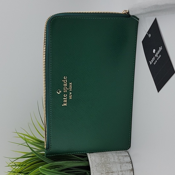 Kate Spade Staci Medium Zip Wristlet Deep Jade Green - Picture 5 of 8